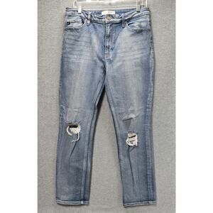 Kancan Sultana High Rise Distressed Slim Straight Jeans Size 30